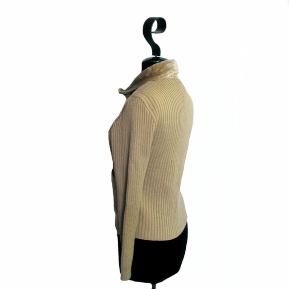 MKM Beige Faux Suede Zip Up Cardigan Sweater L - Picture 2 of 5